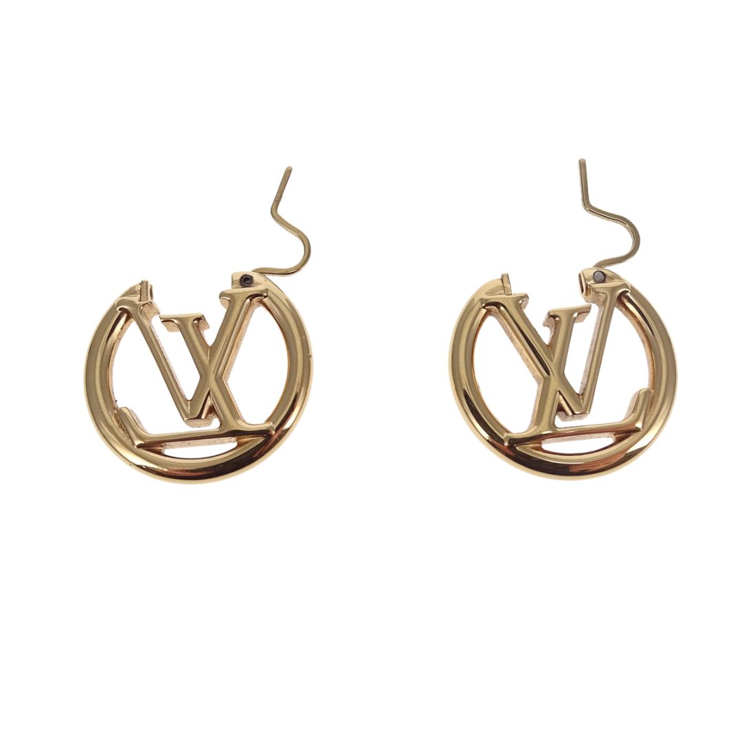 Louis Vuitton Louise PM Hoop Earrings Goldtone