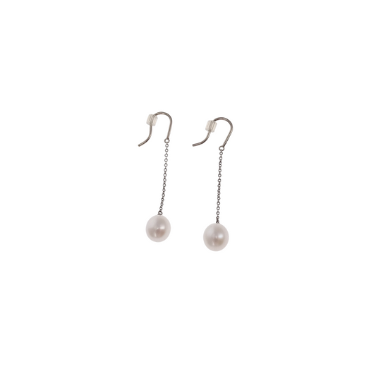 Tiffany & Co Elsa Peretti Sterling Silver Pearls By The Yard Drop Earrings