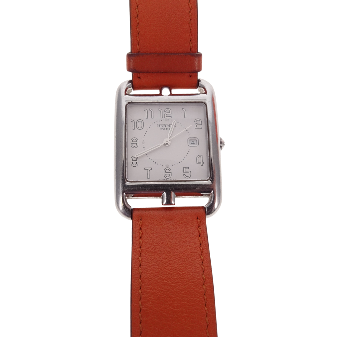 Hermes Cape Cod Watch With Orange & Etoupe Extra Strap Small Model 31mm