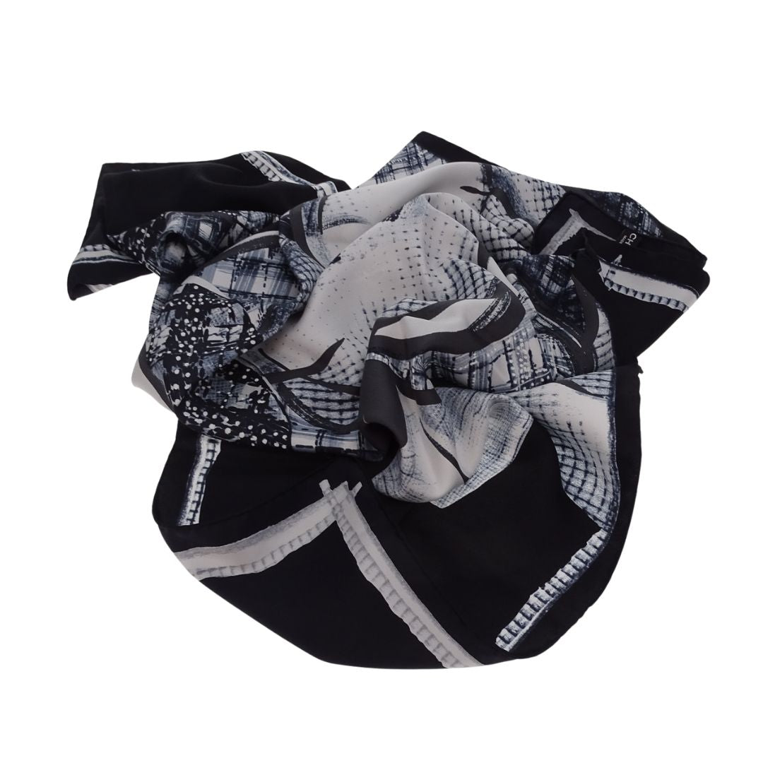 Chanel Camelia Print Artwork 90cm Silk Scarf