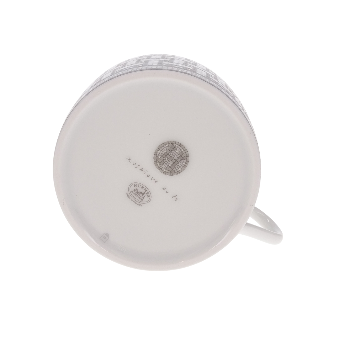 Hermes Mosaique au 24 Platinum Tea Cup and Saucer x2