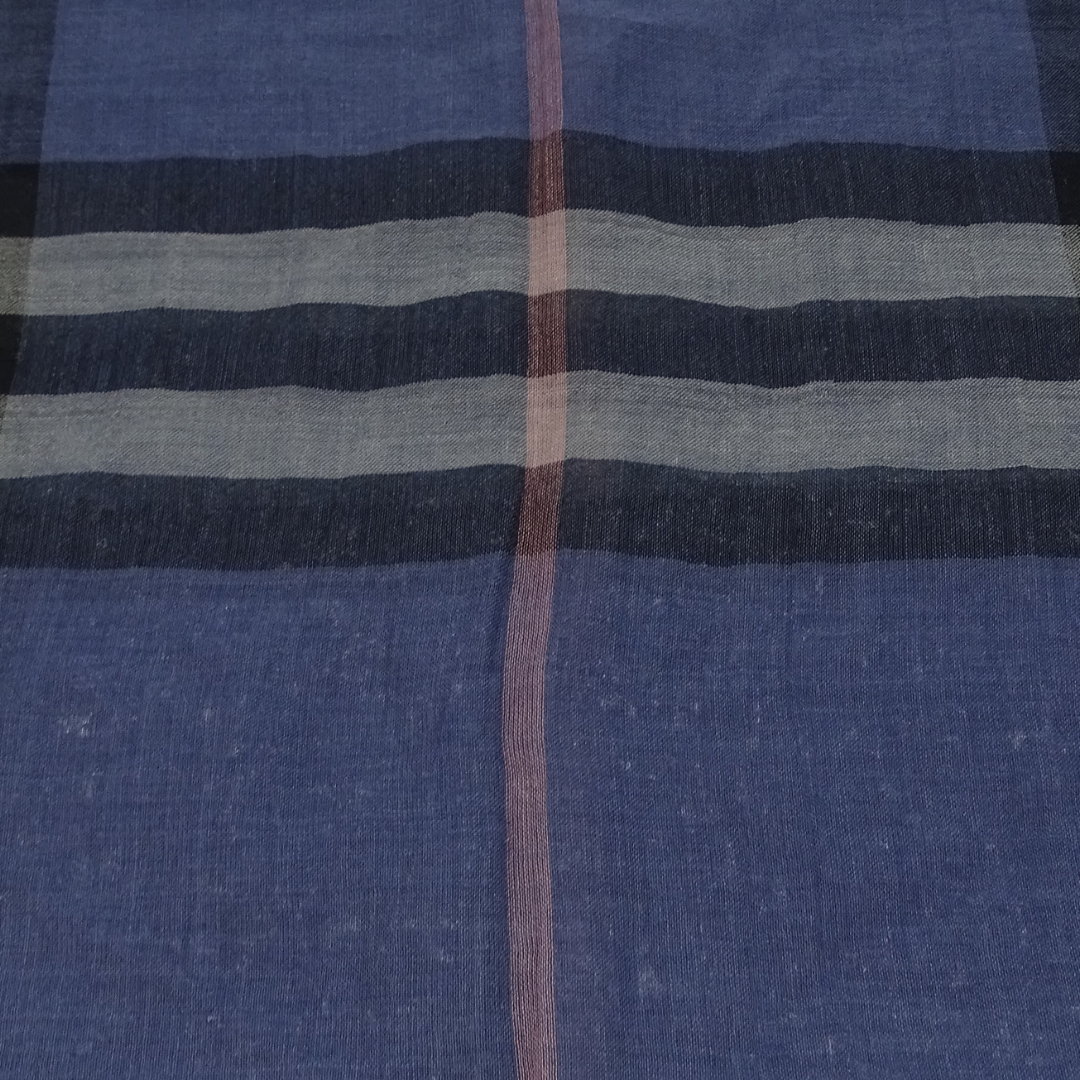 Burberry Wool and Silk Blue Check 220x70cm Scarf