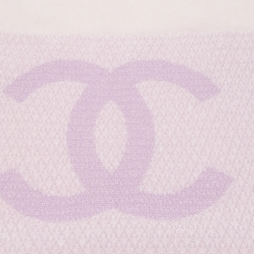 Chanel Scarf Light Wool Blench White/Lilac Glitter