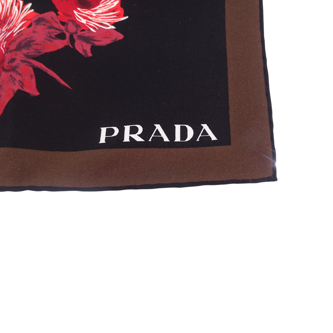Prada Silk Scarf 55cm Banana and Flower Print