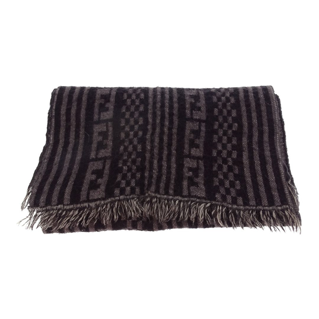 Fendi Scarf Logo Grey 100% Wool