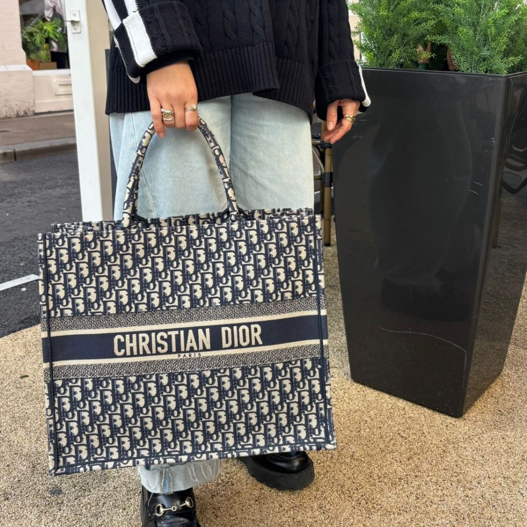 Dior Book Tote Large Blue Oblique