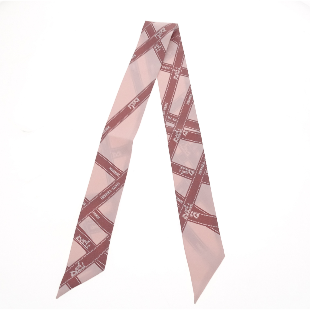 Hermes Silk Twilly Brown Ribbon Detail