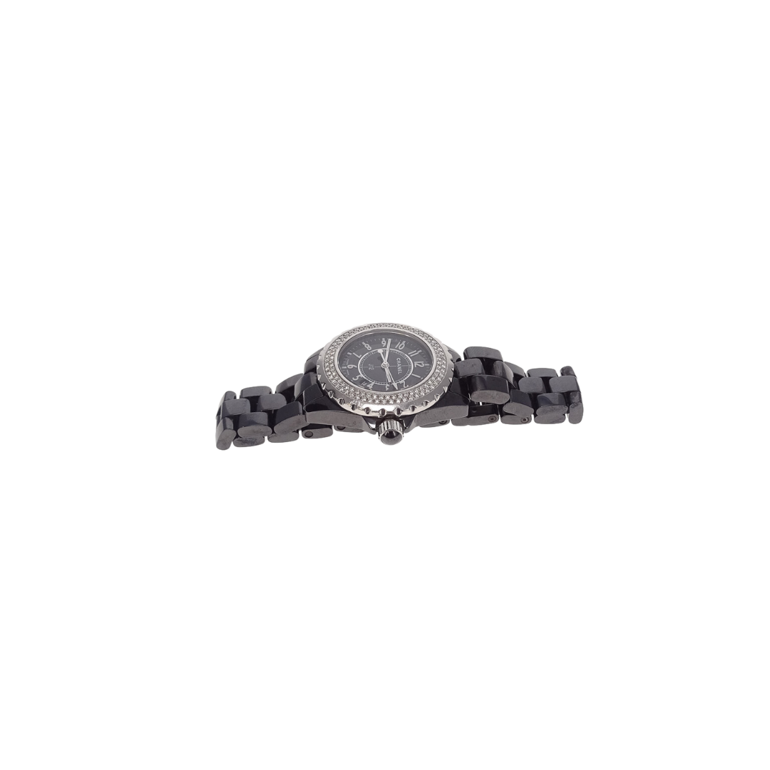 Chanel J12 Quartz Movement & Black Ceramic Strap With Pave Diamonds 29mm