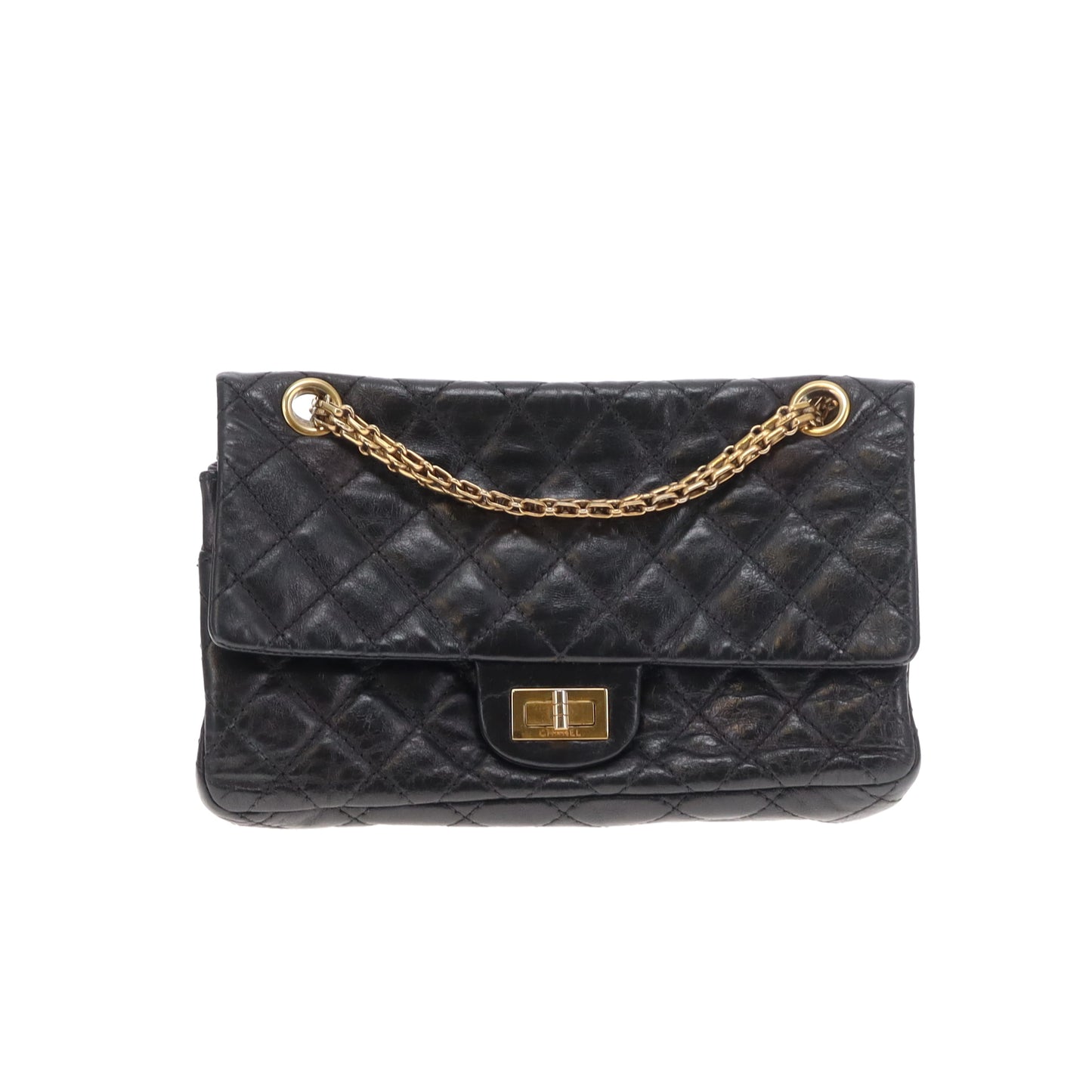 Chanel 2.55 Black Glazed Calfskin Reissue 224 Accordion Flap Bag 2008/09
