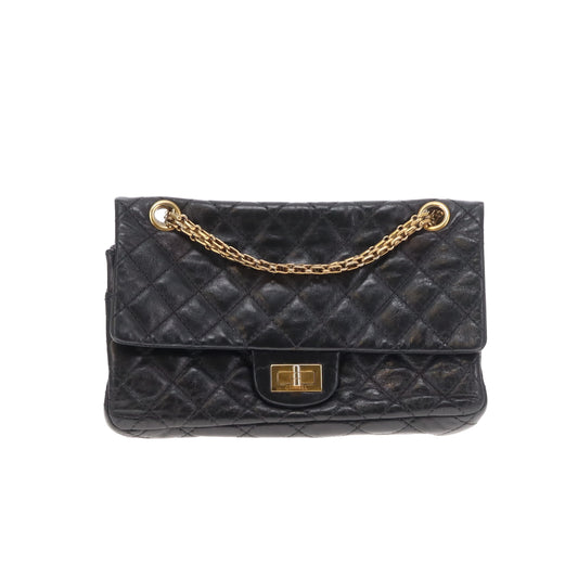 Chanel 2.55 Black Glazed Calfskin Reissue 224 Accordion Flap Bag 2008/09