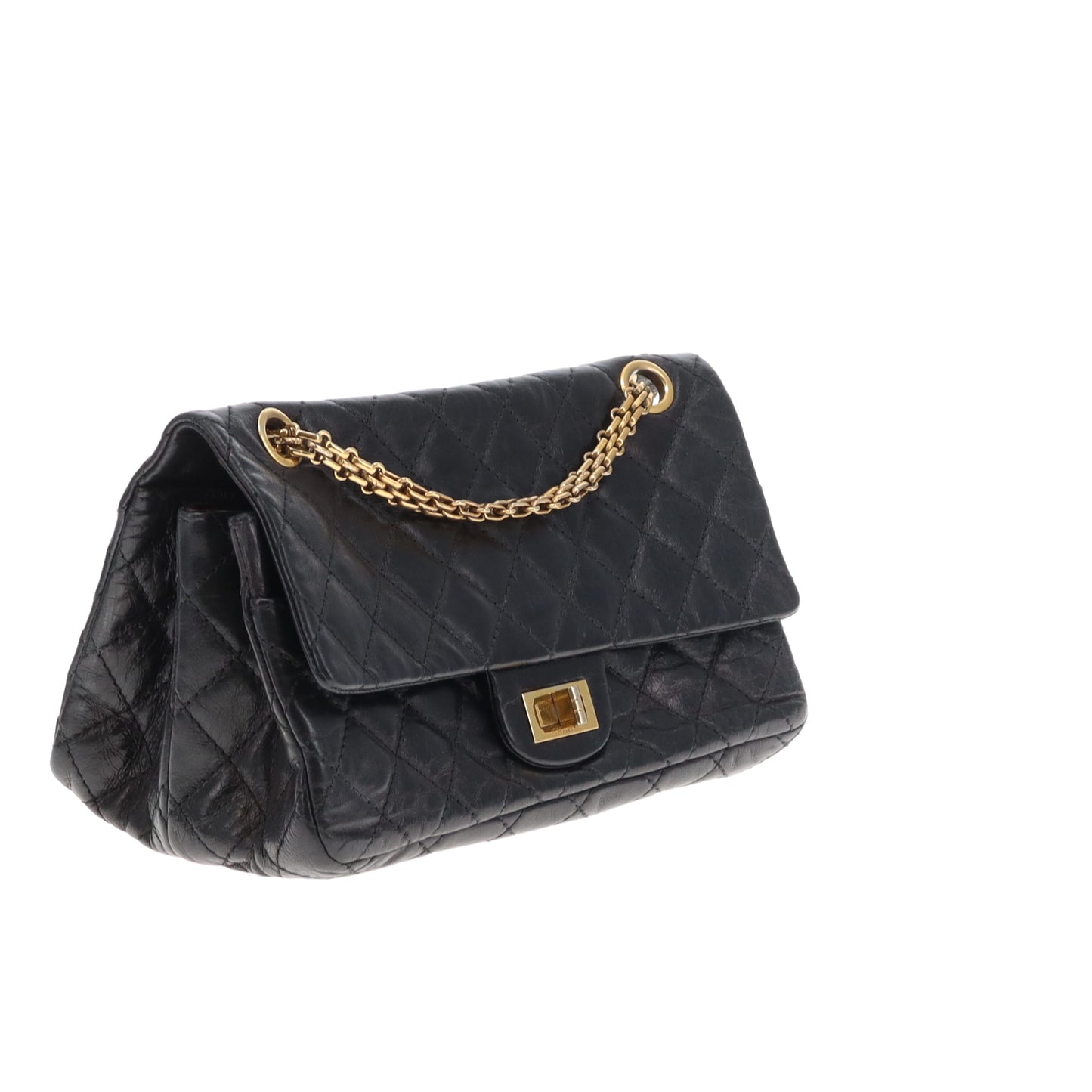 Chanel 2.55 Black Glazed Calfskin Reissue 224 Accordion Flap Bag 2008/09