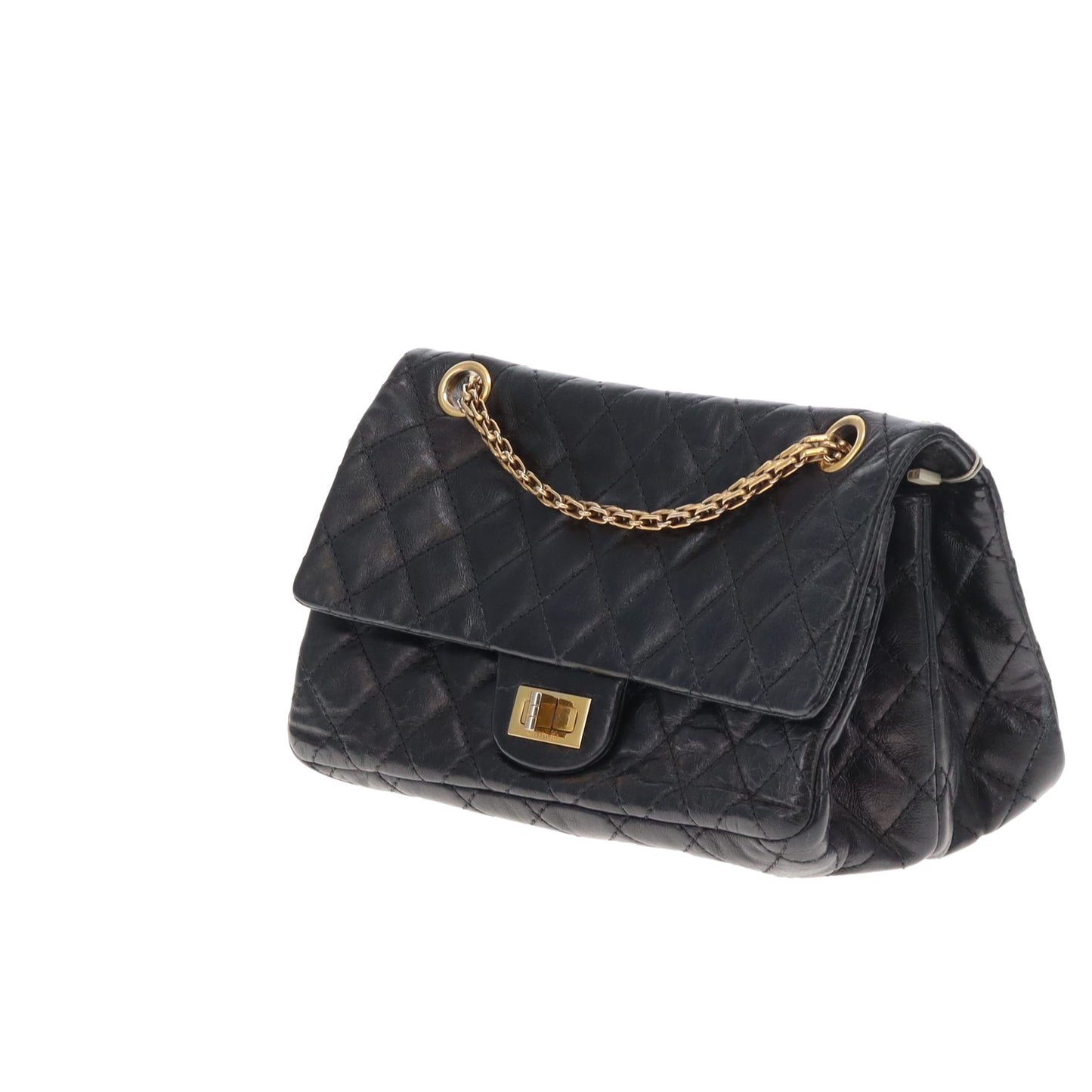 Chanel 2.55 Black Glazed Calfskin Reissue 224 Accordion Flap Bag 2008/09