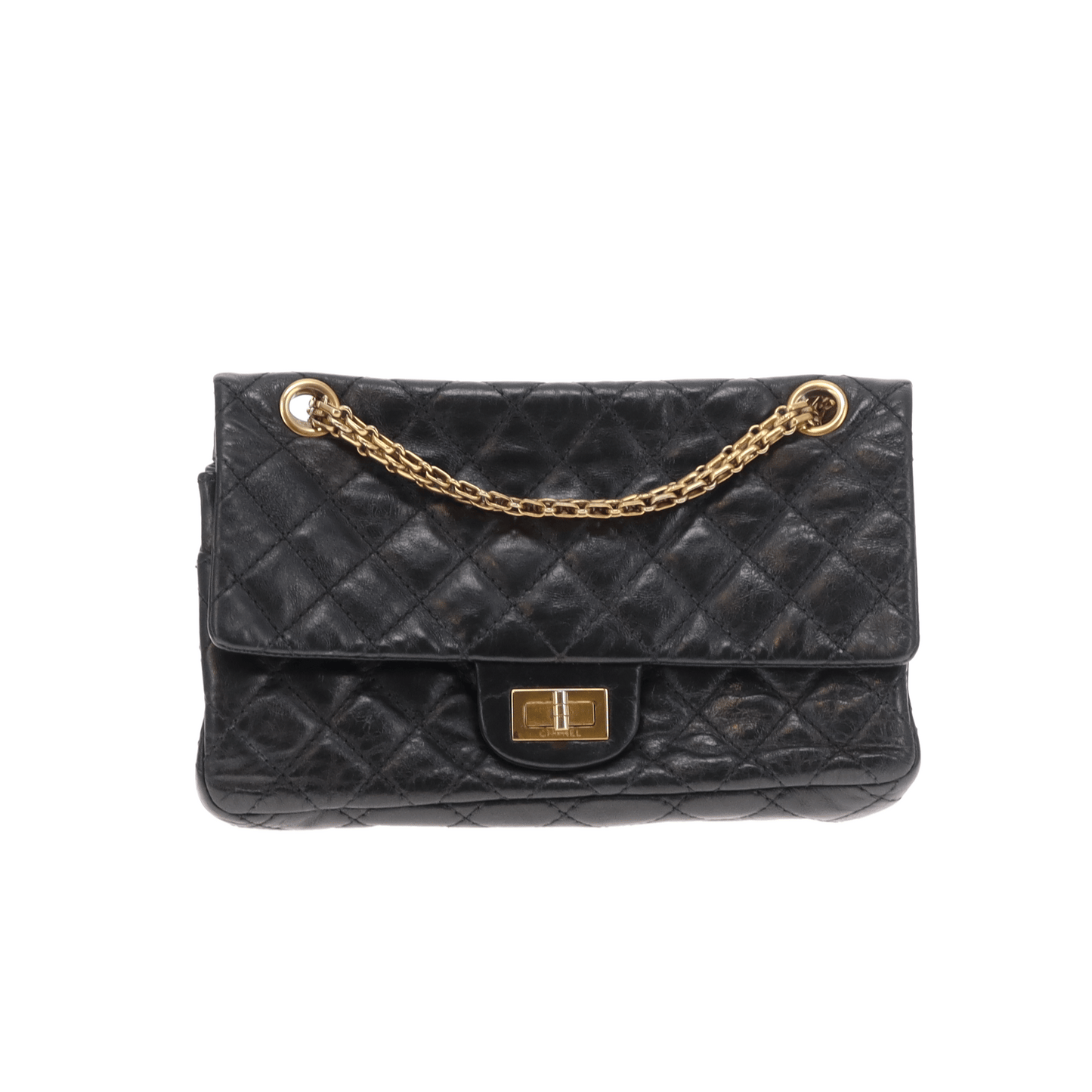 Chanel 2.55 Black Glazed Calfskin Reissue 224 Accordion Flap Bag 2008/09
