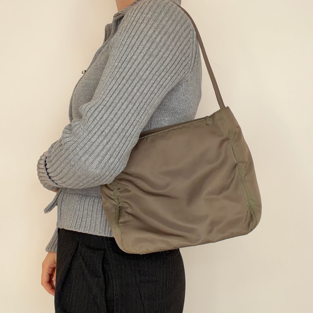 Prada Shoulder Bag Vintage Olive Nylon