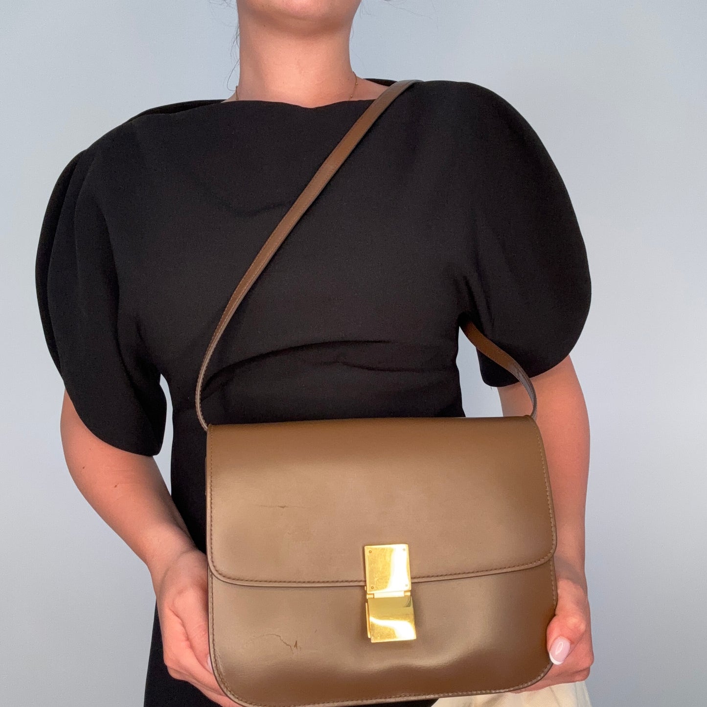Celine Box Bag Medium Brown Smooth Leather