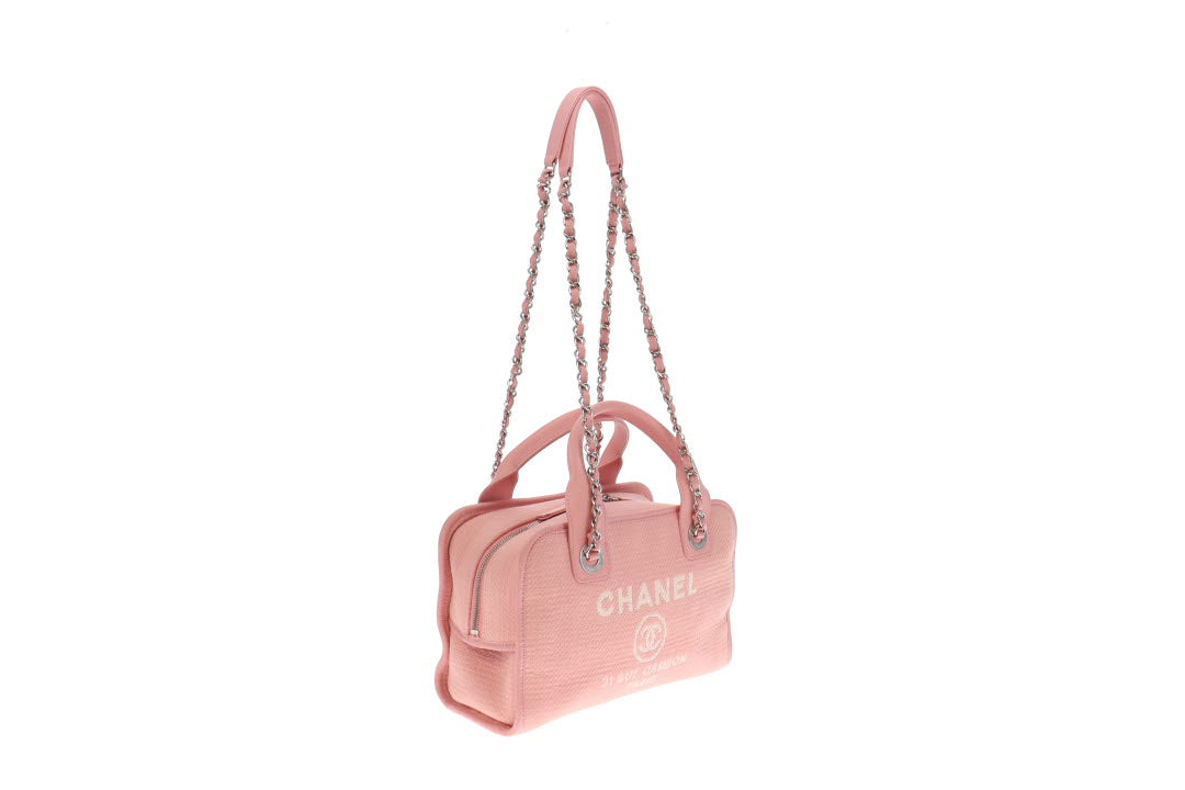 Chanel Pink Canvas and Leather Deauville Bowling Bag
