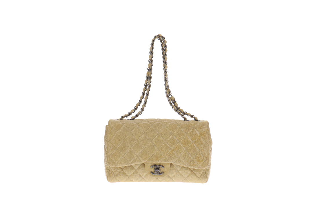 Chanel Gold Crinkled Patent Leather Seasonal Single Flap Bag 2008/09 –  Designer Exchange Ltd