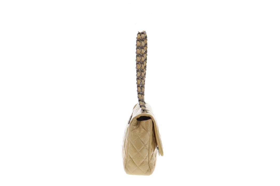Chanel Gold Crinkled Patent Leather Seasonal Single Flap Bag 2008/09