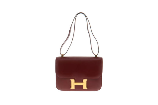 Hermes Rouge H Box Leather Vintage Constance 23 1980