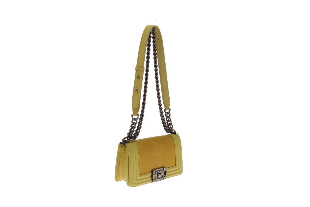 Chanel Yellow Leather and Stingray Small Boy Bag 2012