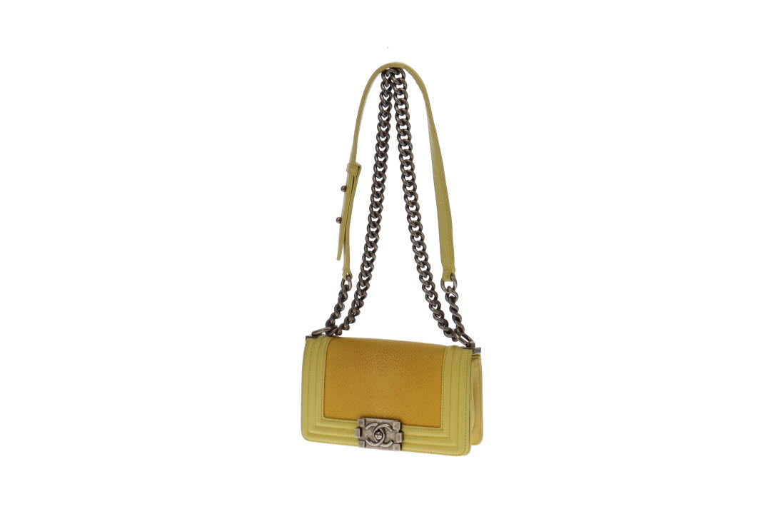 Chanel Yellow Leather and Stingray Small Boy Bag 2012