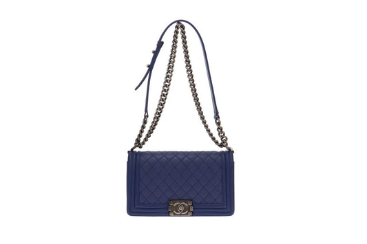 Chanel Faded Indigo Leather Old Medium Boy Bag 2013/14