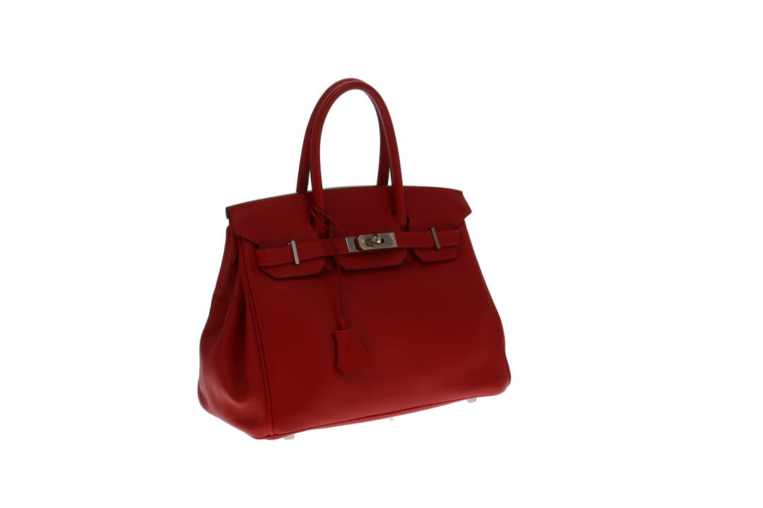 Hermes Rouge Birkin 30 Swift Leather With Palladium Hardware