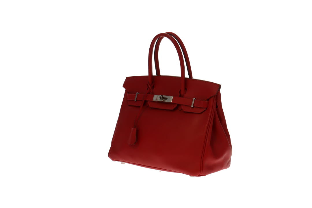 Hermes Rouge Birkin 30 Swift Leather With Palladium Hardware