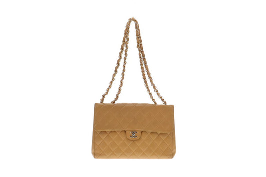 Chanel Vintage Caviar Beige Jumbo Single Flap