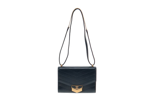 Chanel Chevron Dark Teal Medal Flap Bag Small 2018