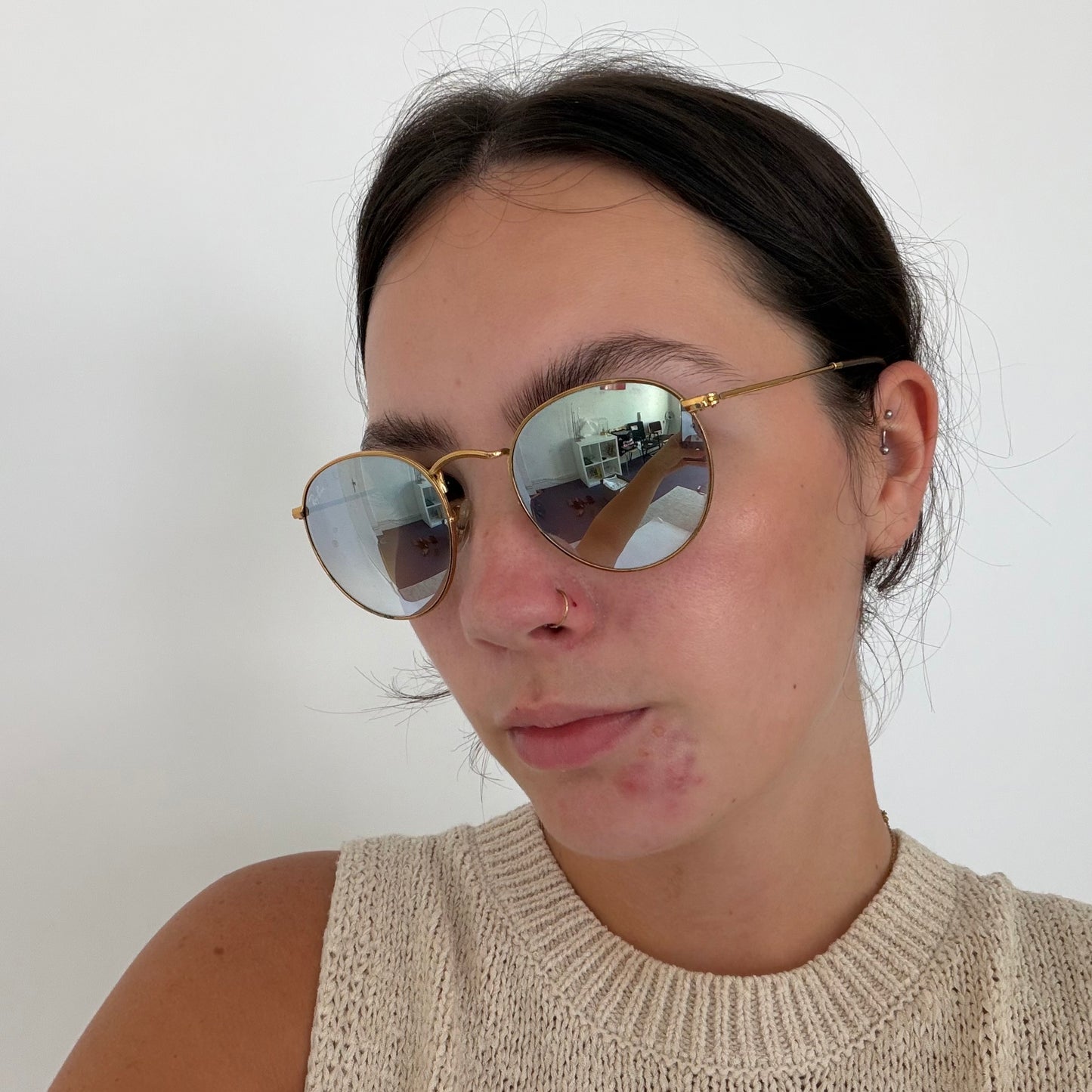 Ray-Ban Round Metal Sunglasses Mirrored Lens