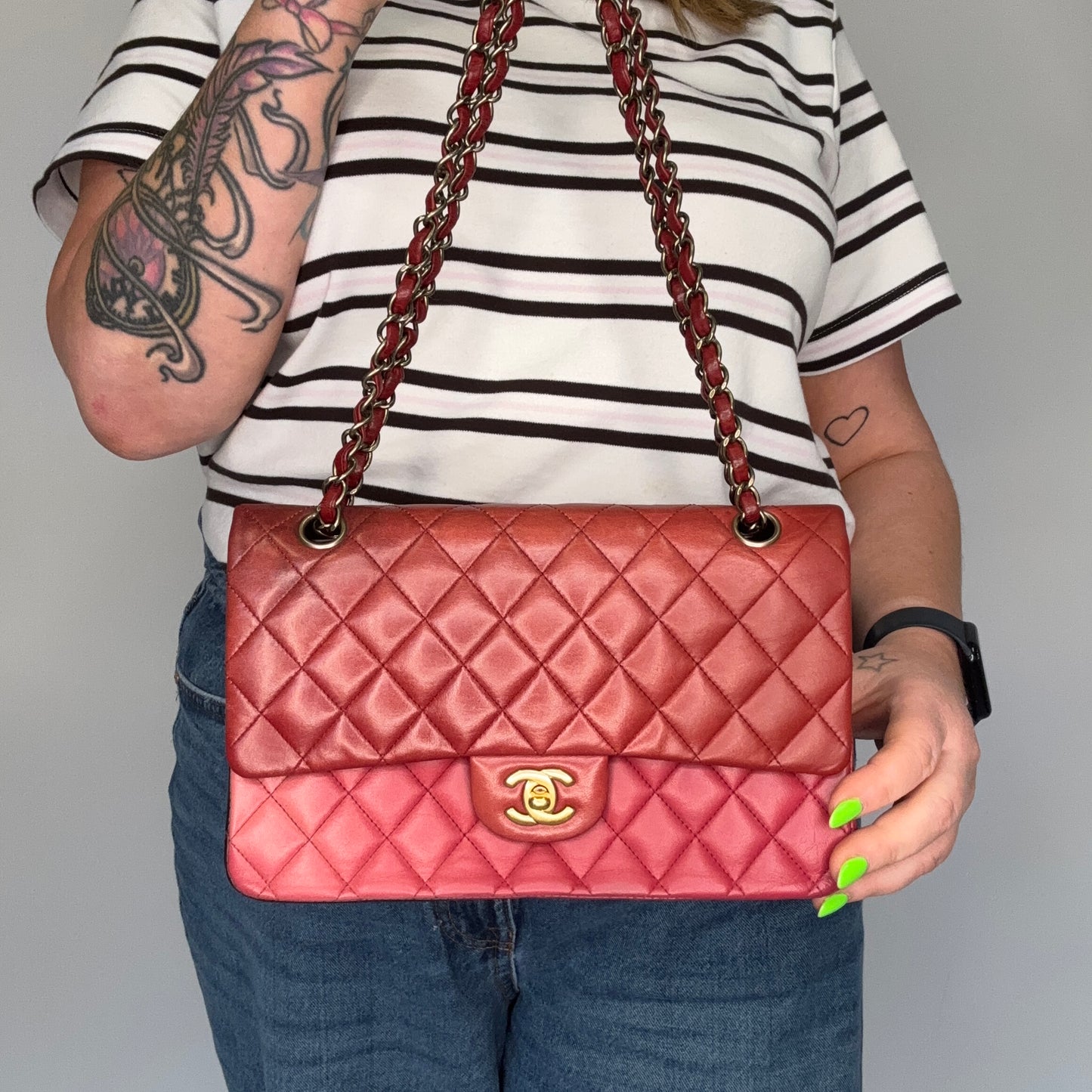 Chanel Classic Double Flap Medium Burgundy Tonal Ombre 2009/10
