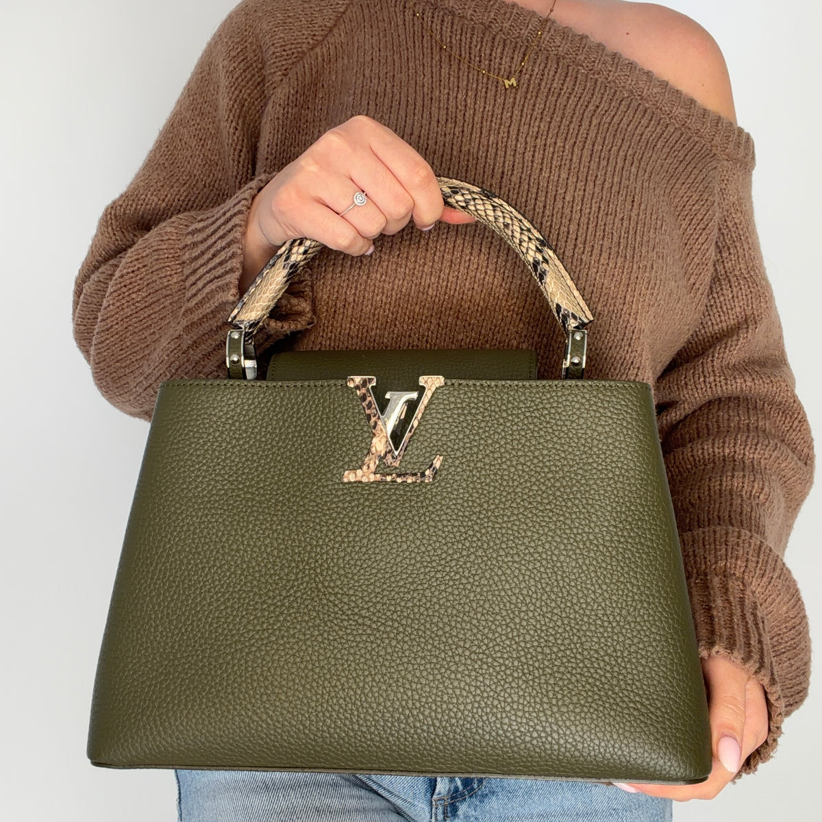 Louis Vuitton Capucines PM Khaki and Python (NFID)