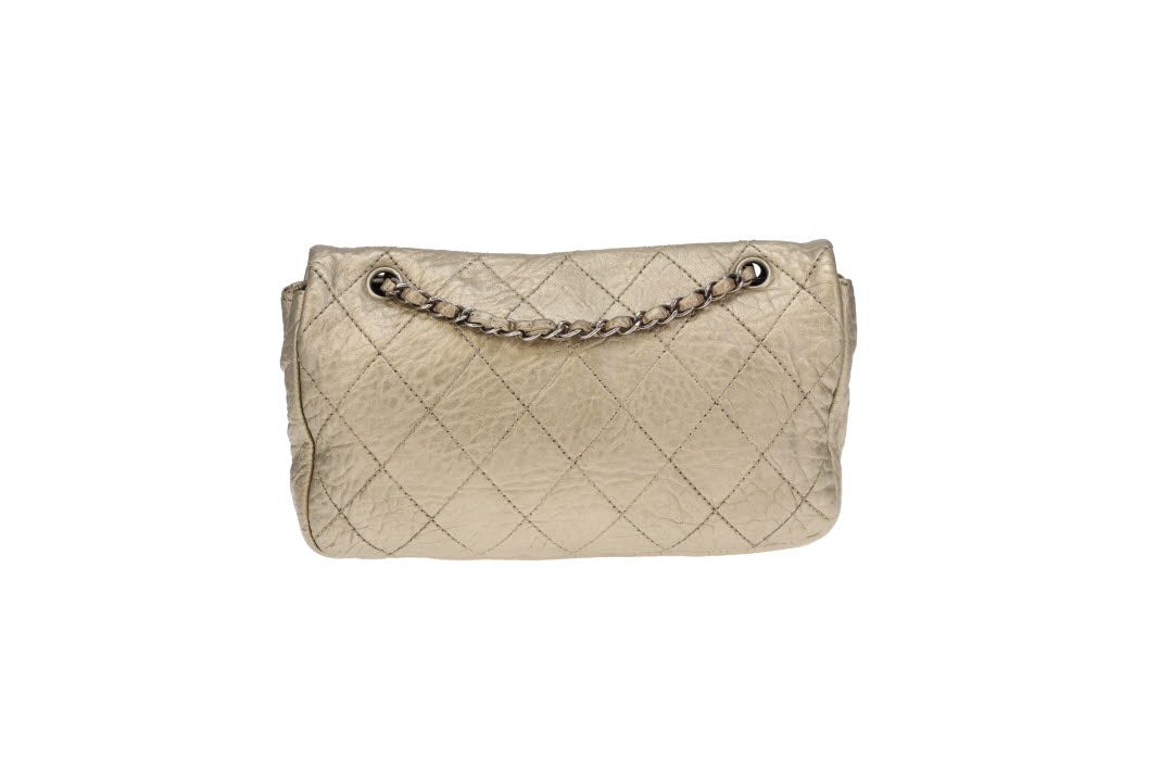 Chanel Crinkled Gold Leather Seasonal Single Flap Bag 2006/08