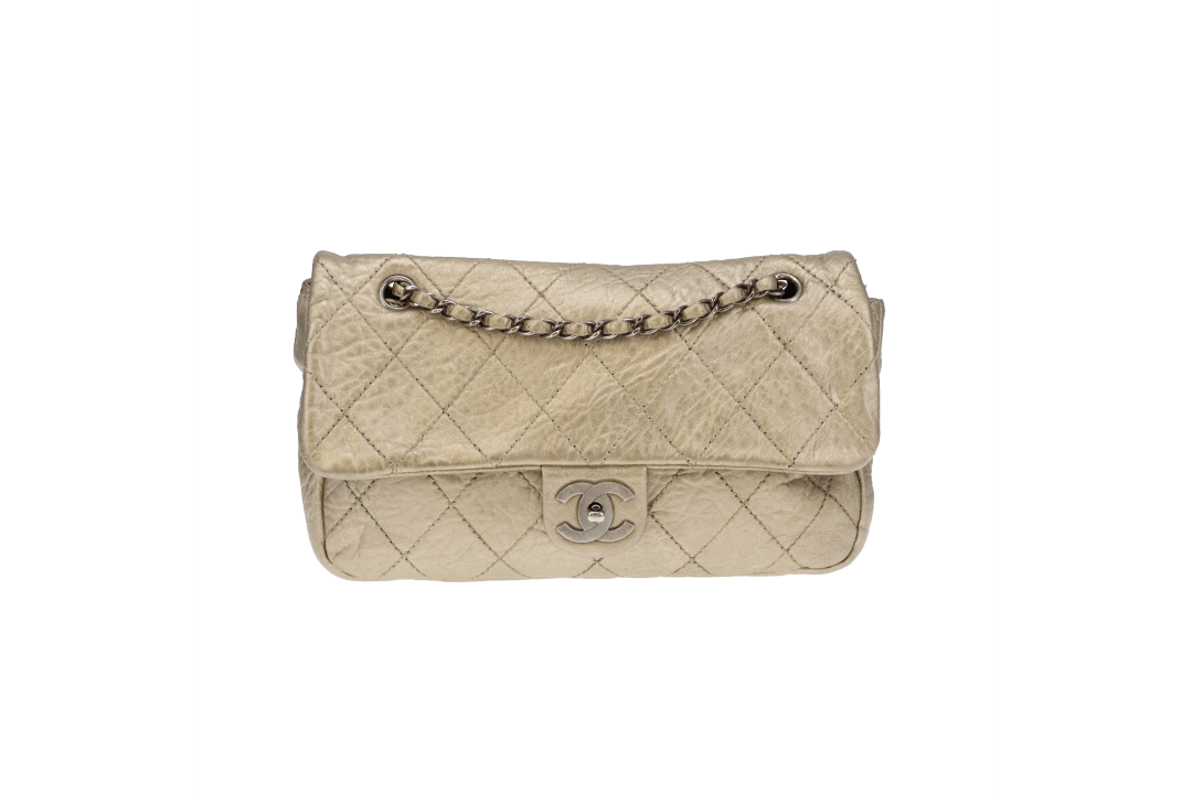 Chanel Crinkled Gold Leather Seasonal Single Flap Bag 2006/08