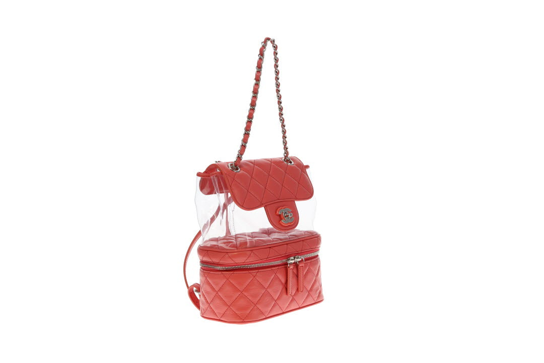 Chanel Coral Pink Leather and PVC Aquarium Backpack 2018
