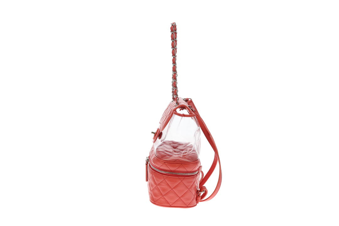 Chanel Coral Pink Leather and PVC Aquarium Backpack 2018