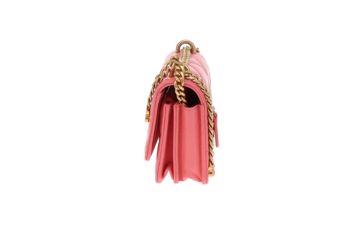 Chanel Coral Pink Enamel Pending CC Mini Clutch with Chain 2021