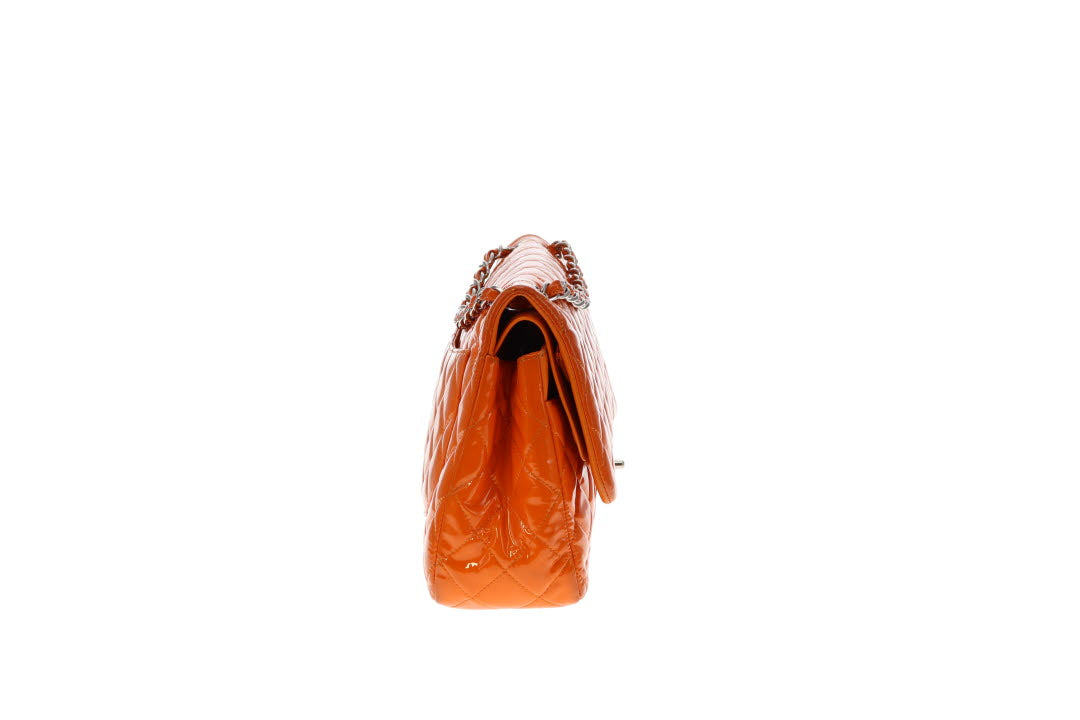 Chanel Orange Patent SHW Classic Jumbo Double Flap Bag 2014