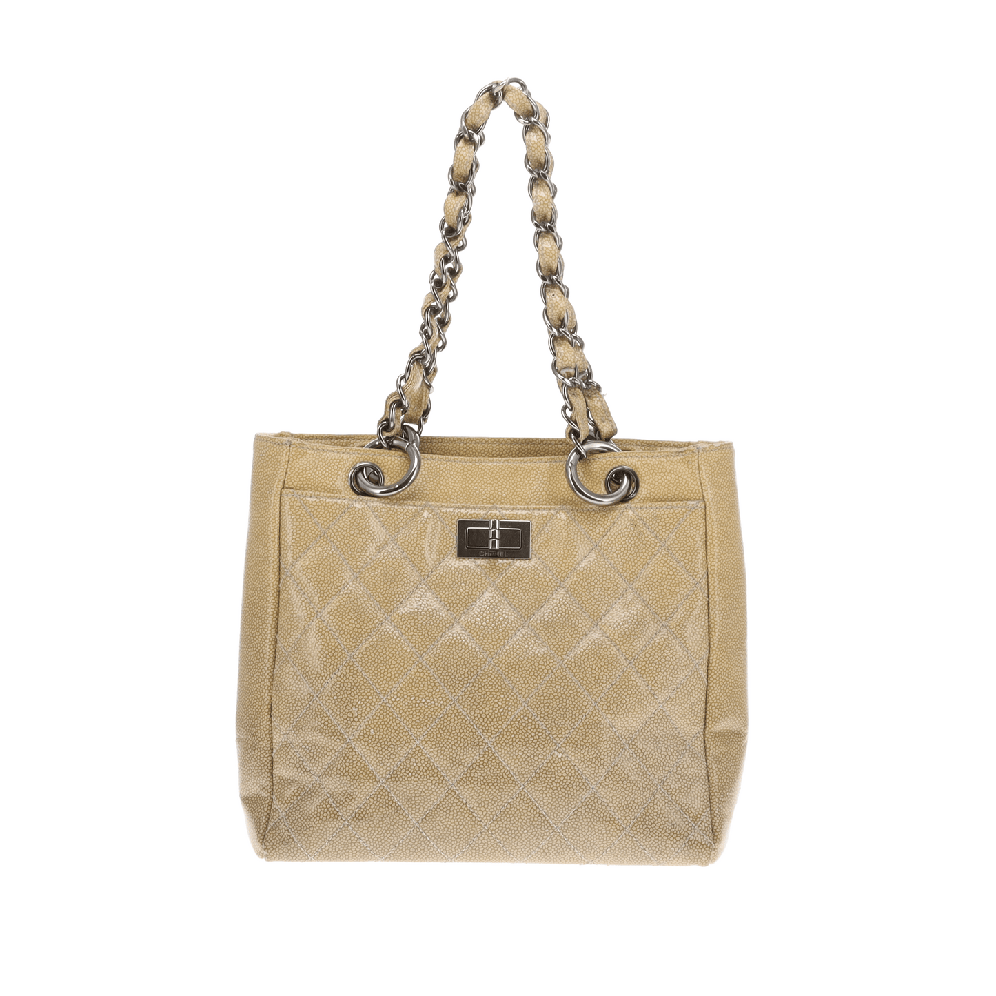Chanel Mademoiselle Quilted Ombre Patent Caviar Leather Diamond Shine Tote