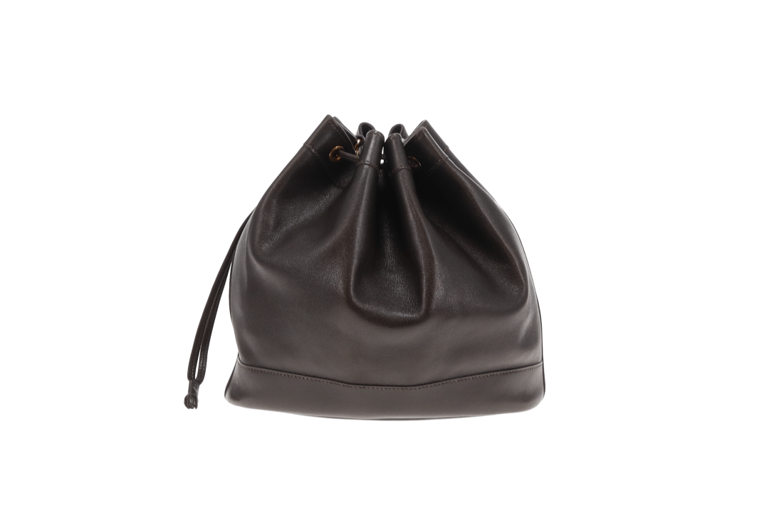 Hermes Dark Brown Gulliver Leather Market Bucket Bag GH