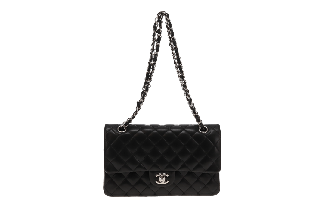 Chanel Black Lambskin SHW Classic Medium Double Flap Bag 2012