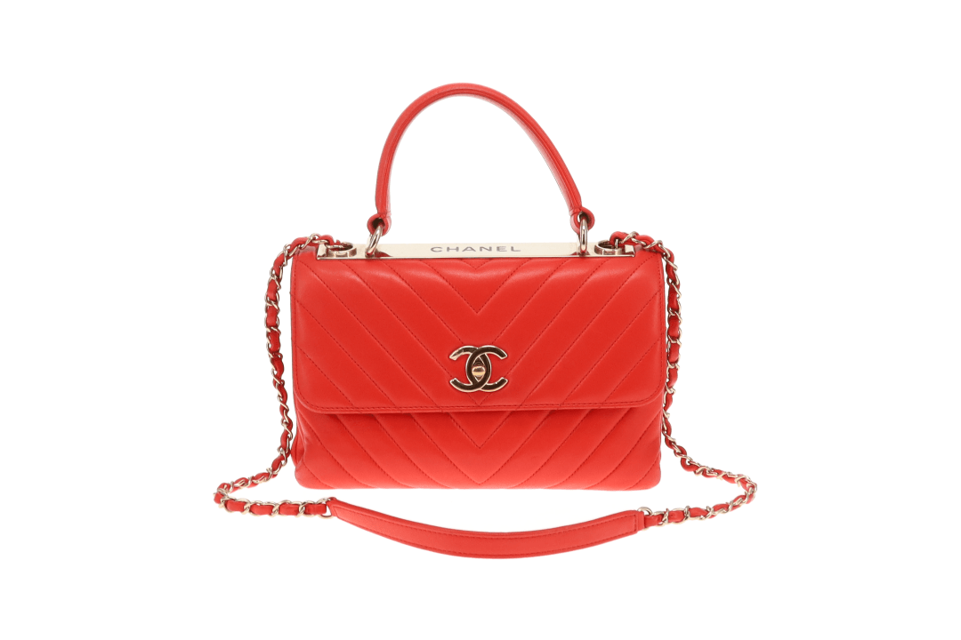 Chanel Red Chevron Small Trendy CC Top Handle 2019