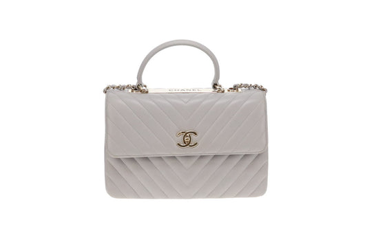 Chanel Trendy Chevron Quilted Medium CC Flap Bag Grey 2018