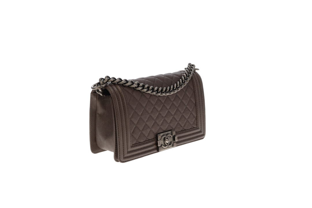 Chanel Medium Boy Bag Taupe 2103/14