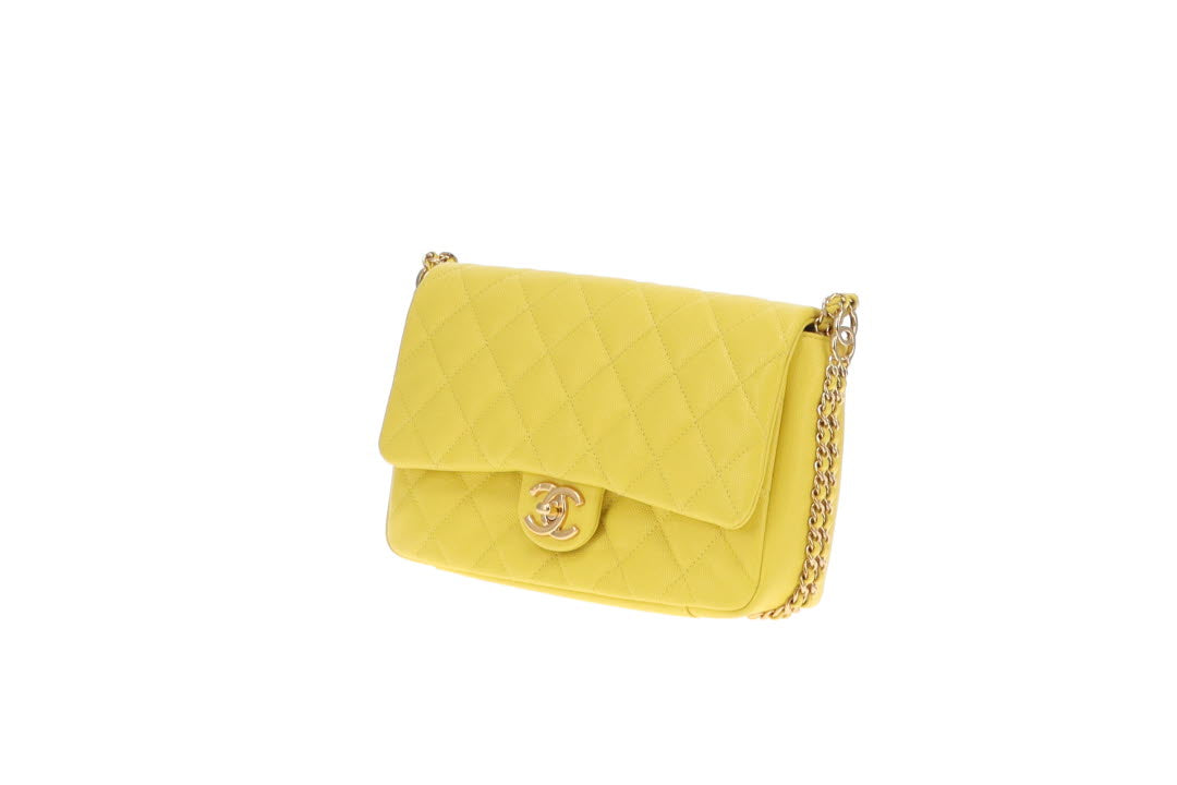Chanel CC You Flap Bag Lime Caviar GHW (NFID)
