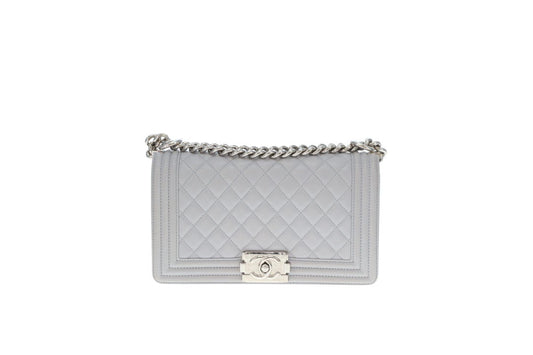Chanel Boy Bag New Medium Grey Lambskin SHW 2017/18