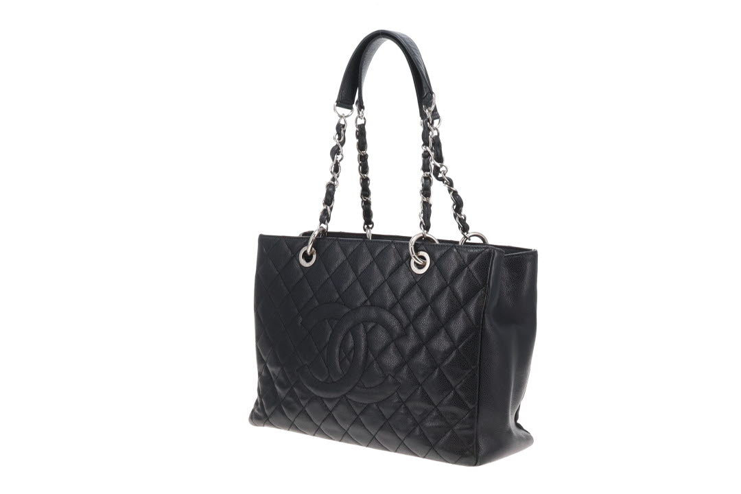 Chanel GST Grande Shopping Tote Black Caviar Leather Vintage NM
