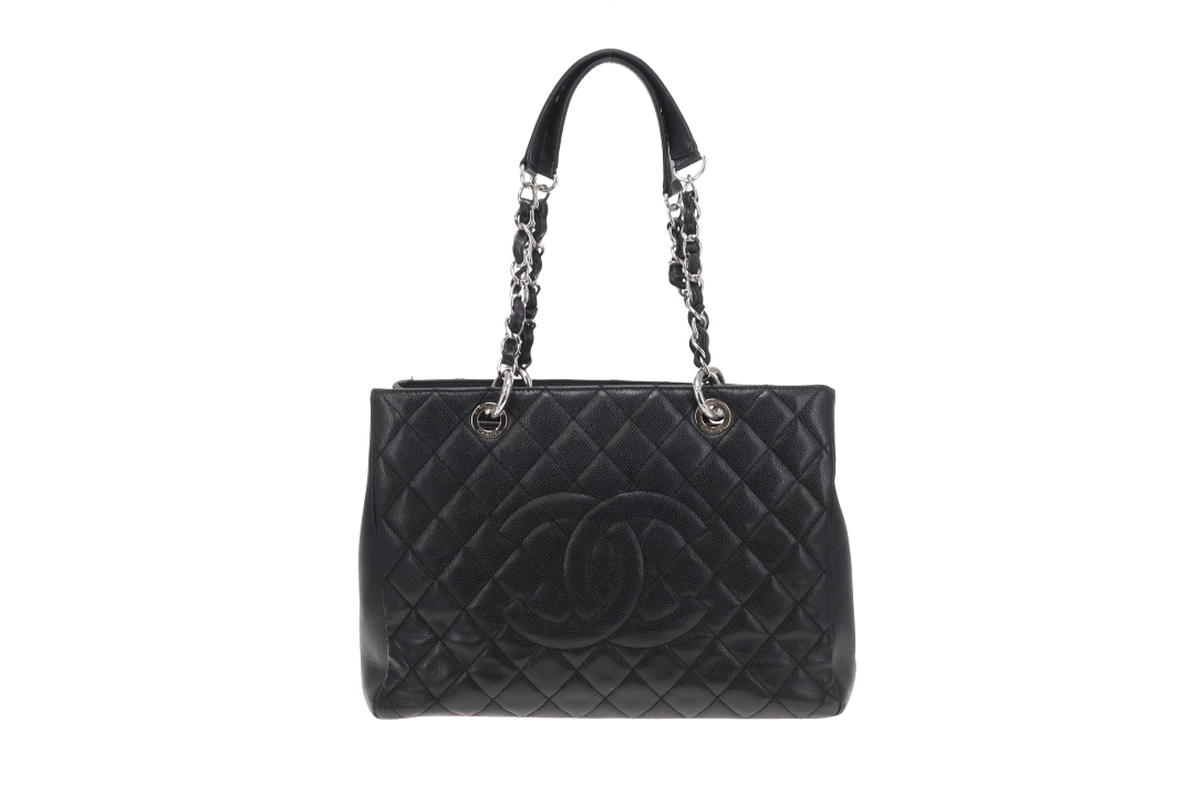 Chanel GST Grande Shopping Tote Black Caviar Leather Vintage NM