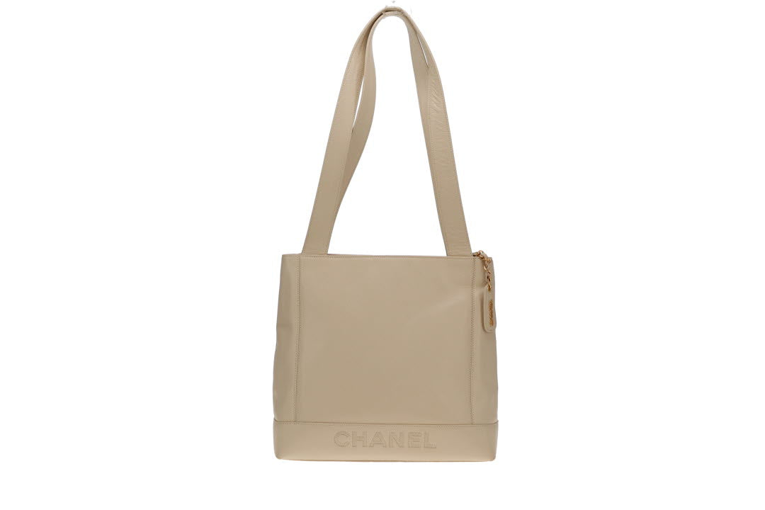 Chanel Vintage Tote Light Beige Caviar Leather 1997/99